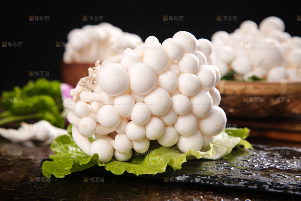 深底上的白玉菇