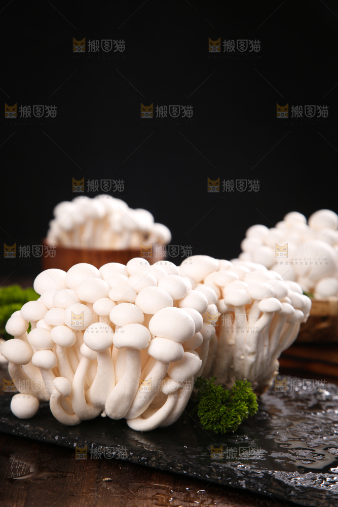 深底上的白玉菇