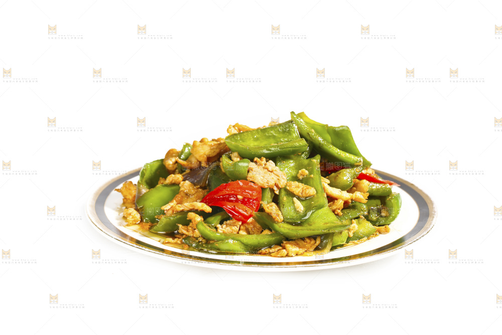 盘子里的青椒炒肉丝