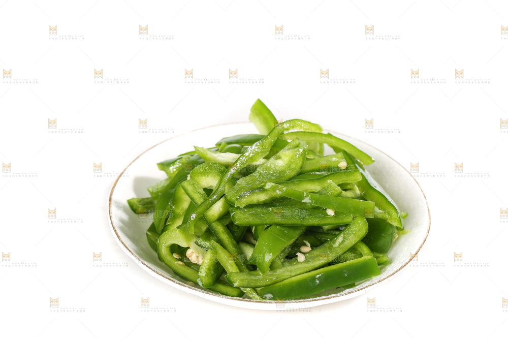 白底上的青椒