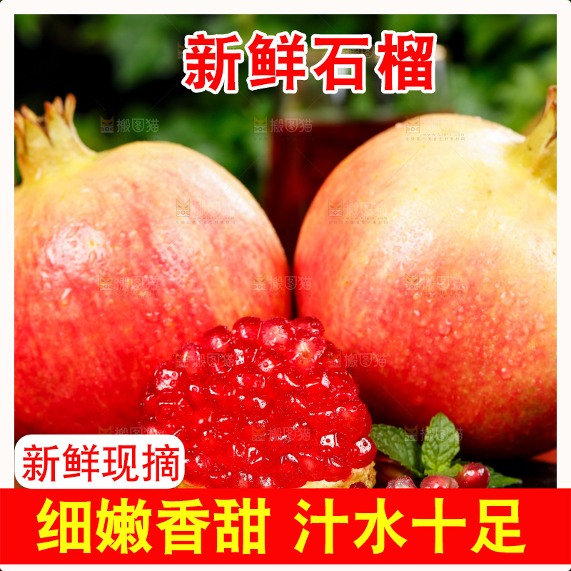 黑石底上的红宝石石榴