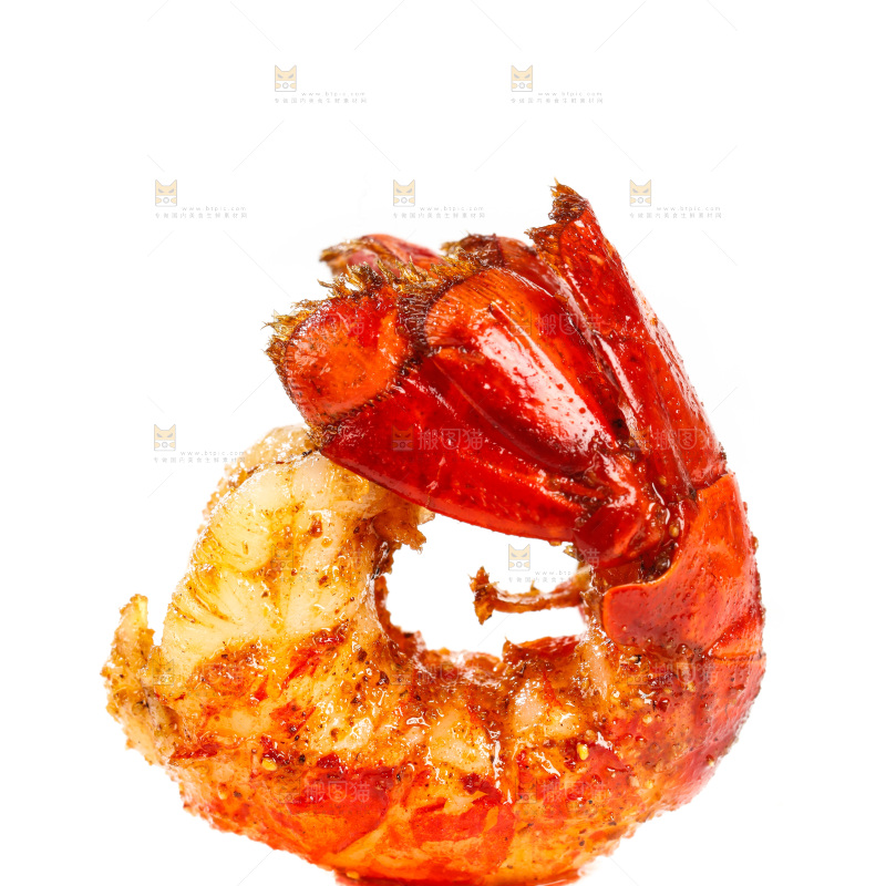 白底上的即食虾尾