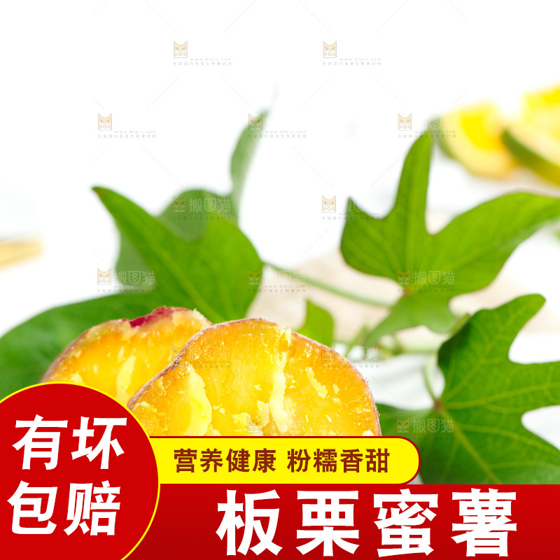 白底上的黄心板栗薯