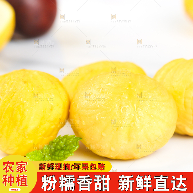 白石底上放着去壳的板栗仁