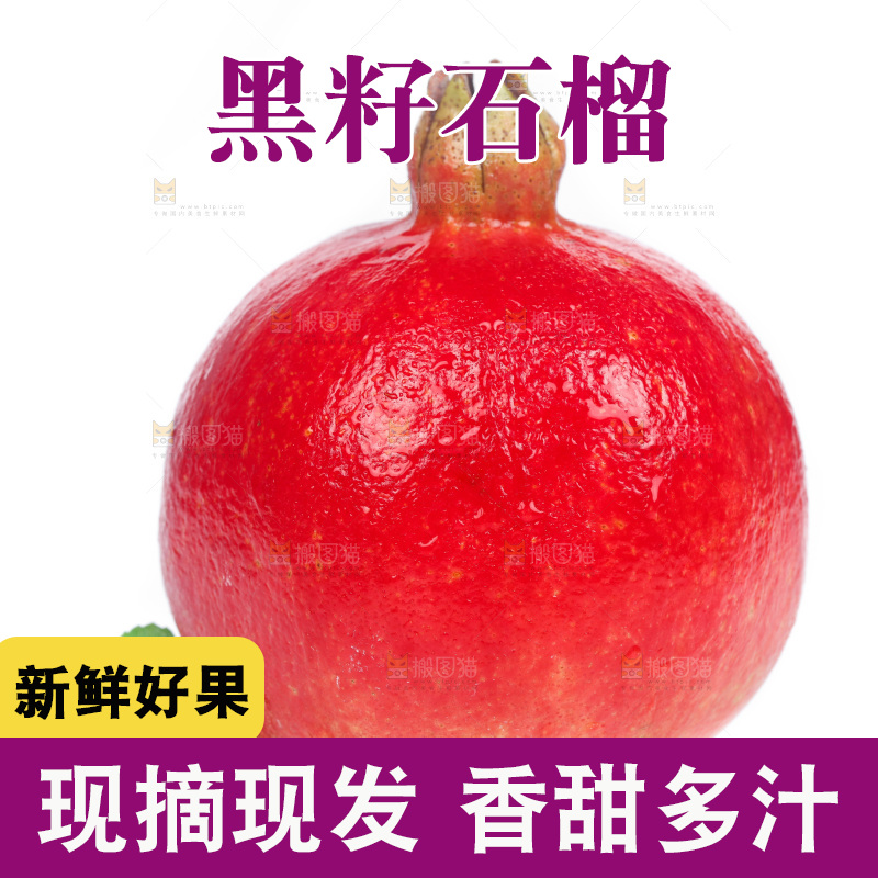 白底上的软籽红石榴