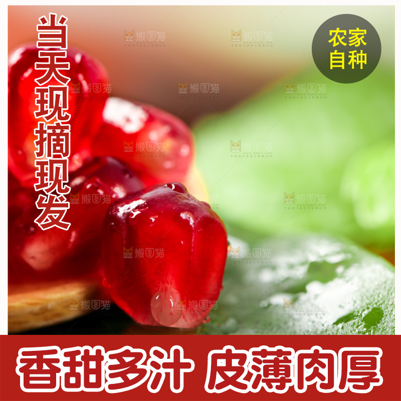 勺子上挖着软籽石榴