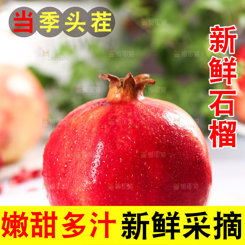 白石板上的软籽石榴