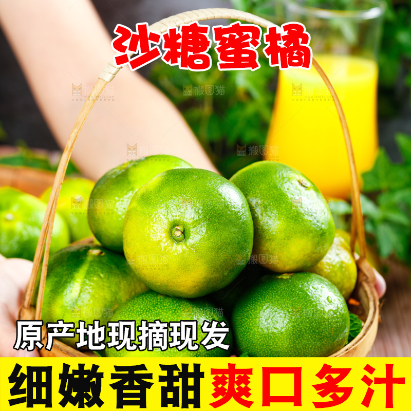 手上端着一篮新鲜的蜜橘