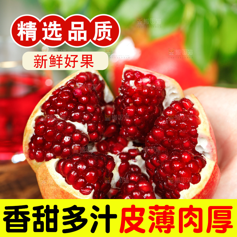 手上拿着软籽石榴