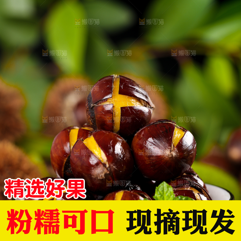 深底上放着一碟开口的油锥栗