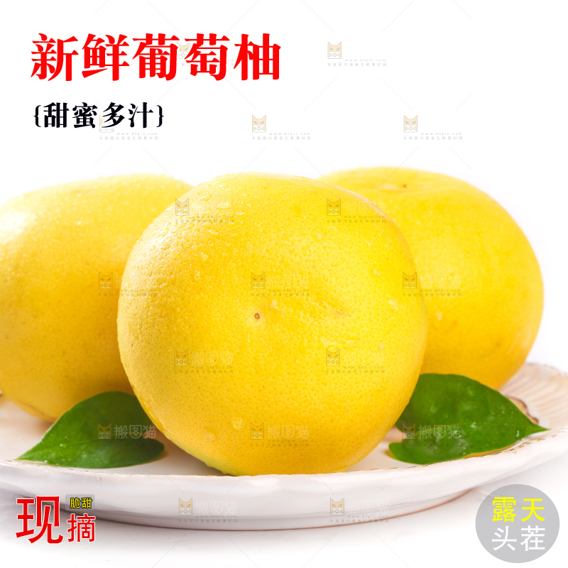 白底上一盘新鲜葡萄柚