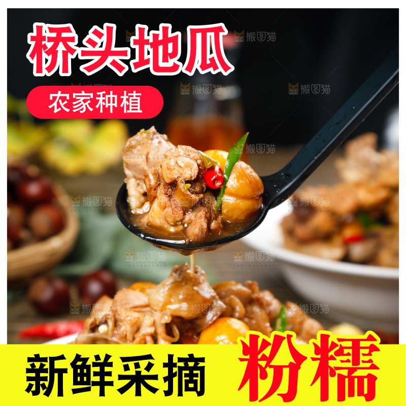 勺子上挖着板栗鸡块