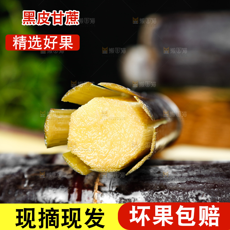 黑底上放着广西黑皮甘蔗