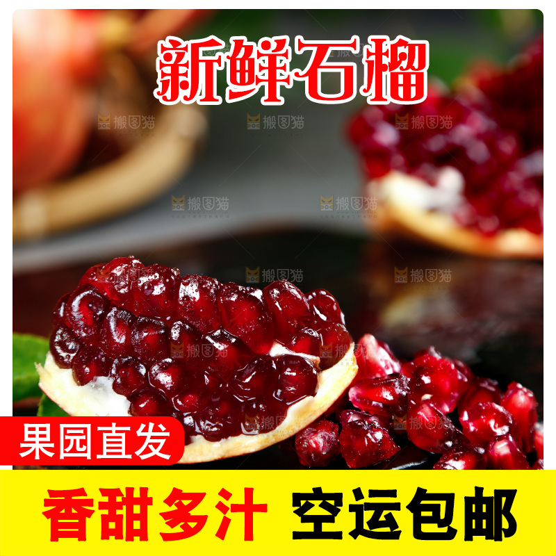 黑底上的软籽石榴
