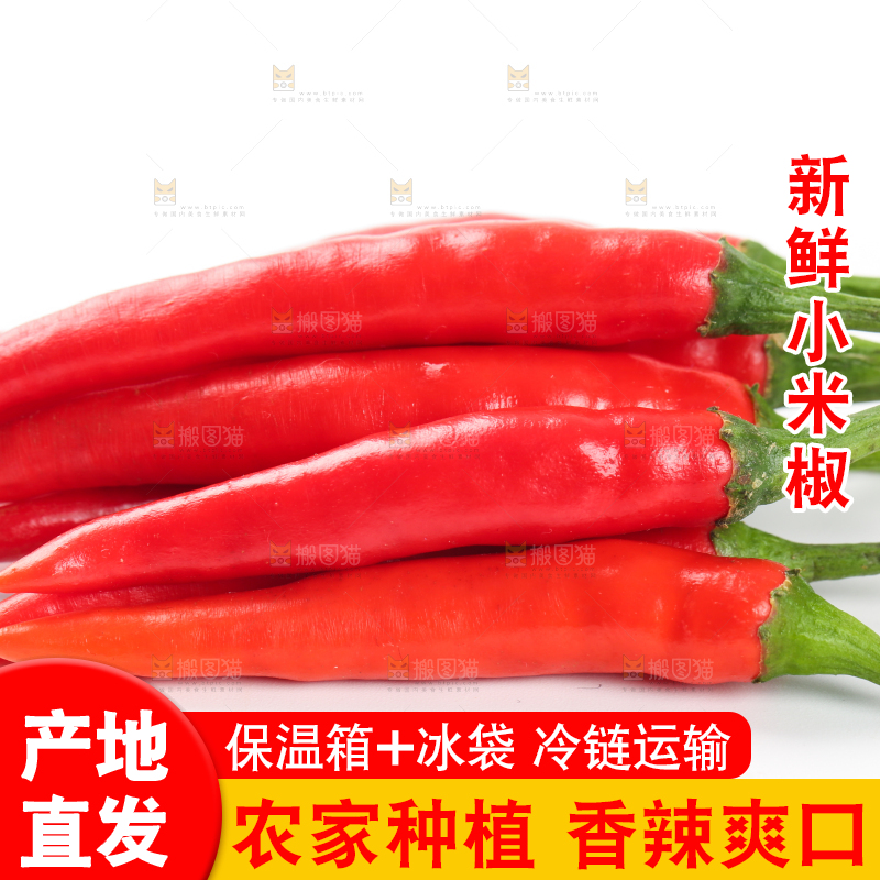 白底上摆放着红辣椒