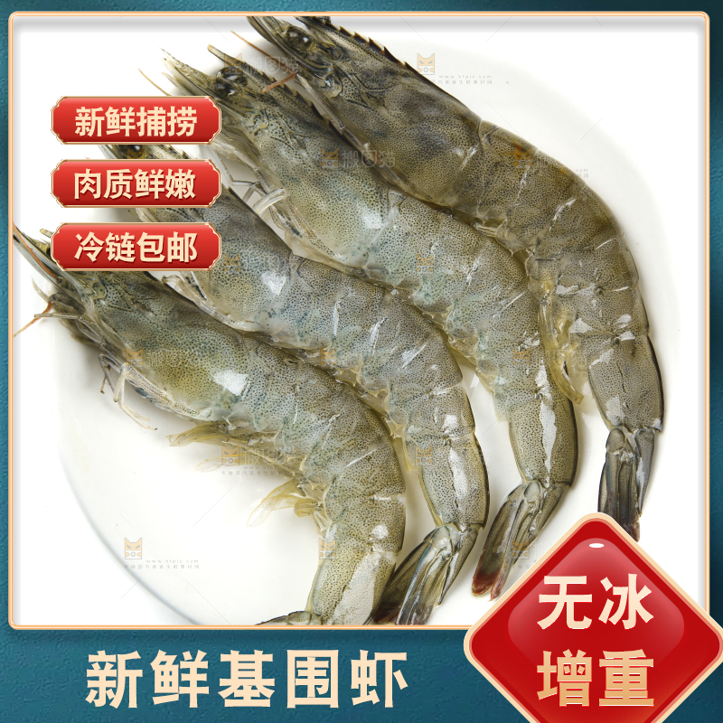 白底上一盘青岛大虾