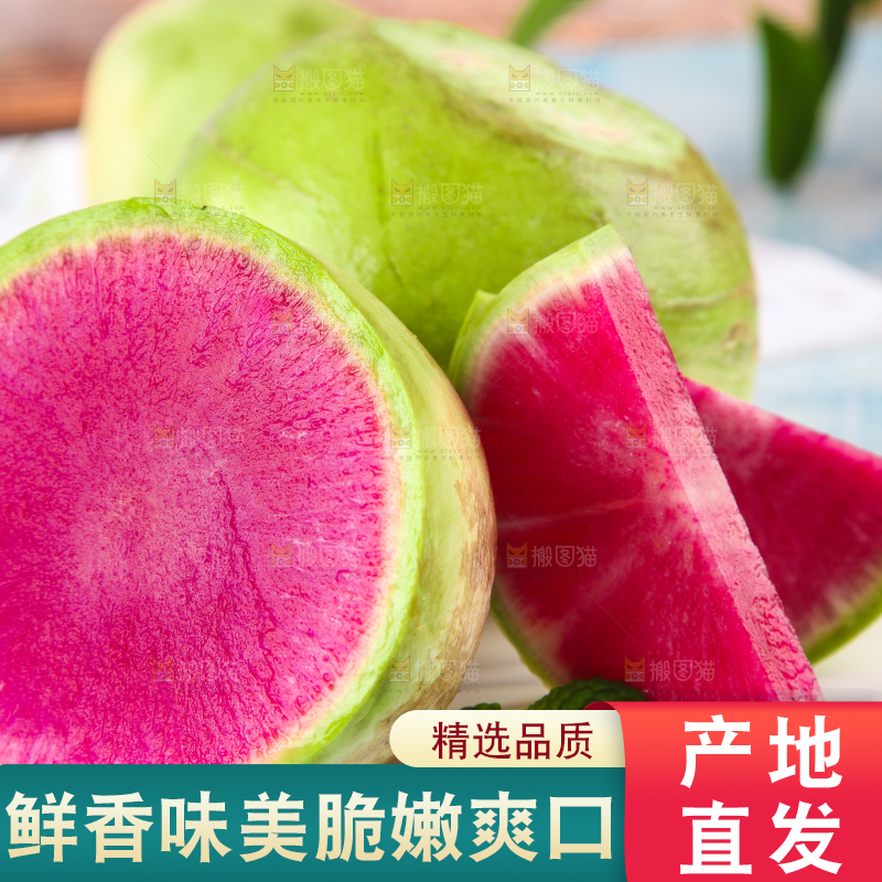 浅底上摆放着心里美萝卜