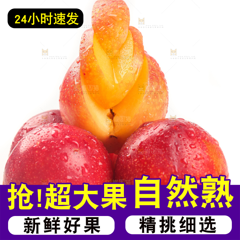 白底上的红李子