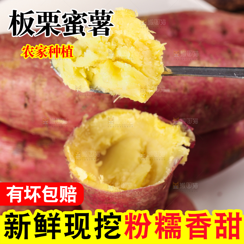 勺子上的黄心蜜薯