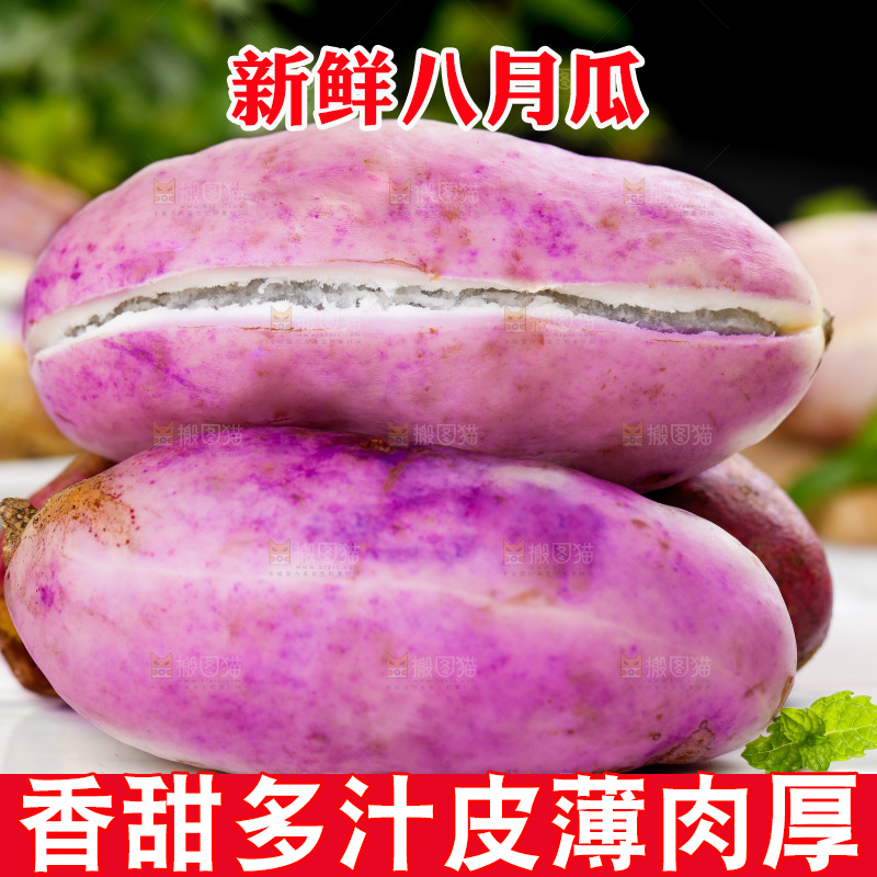白底上摆放着八月瓜