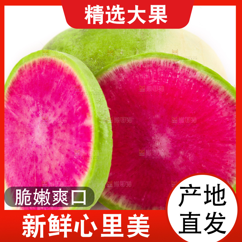白底上的心里美萝卜