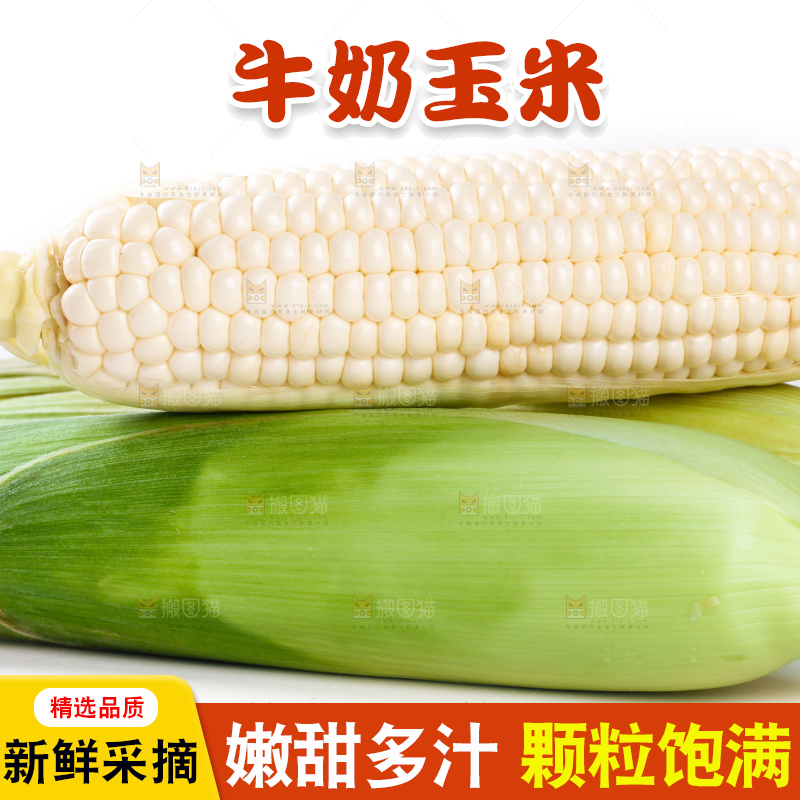 白底上放着牛奶玉米