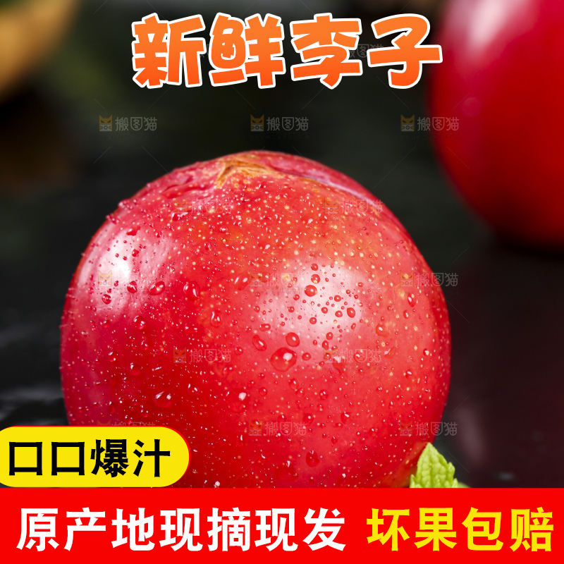 黑石板上放着珍珠李