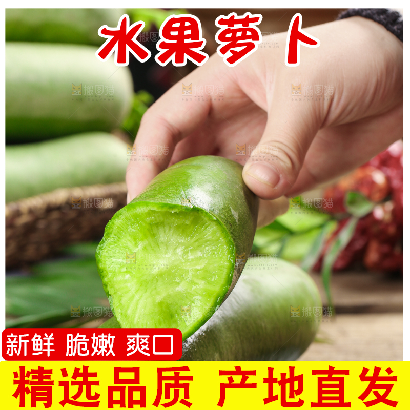 手里拿着绿心萝卜