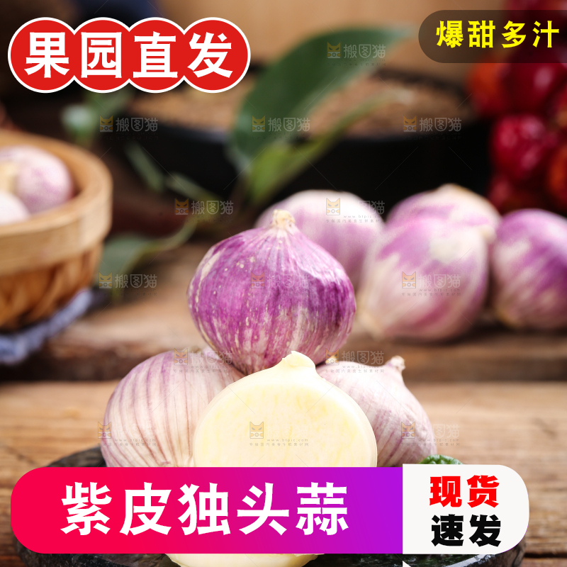 木底上摆放着紫皮独蒜