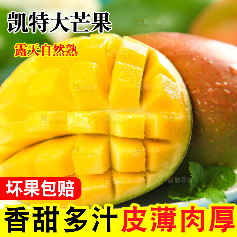蓝底上放着切开的凯特芒