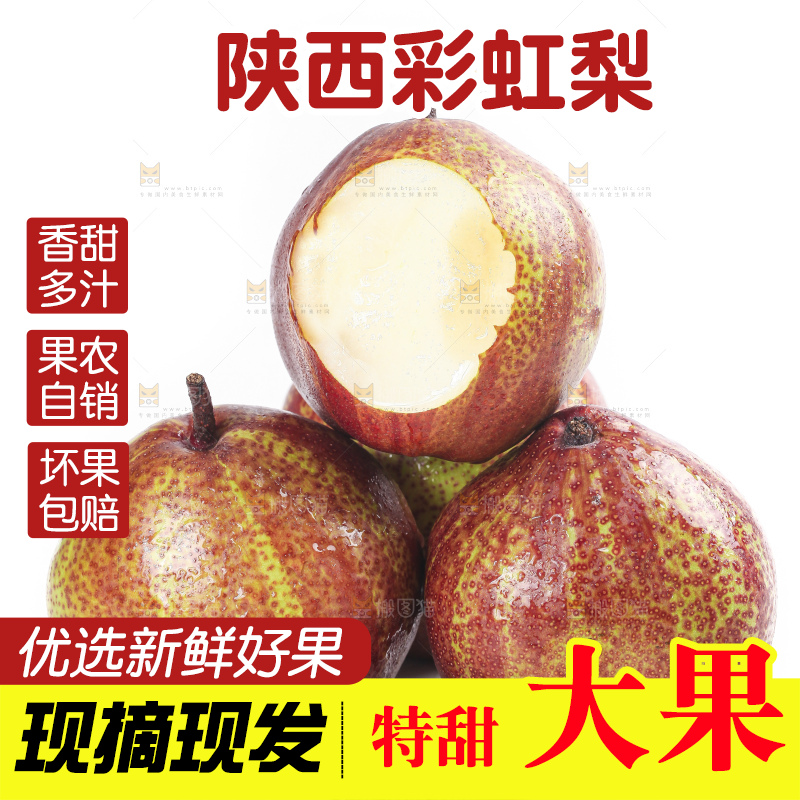 白底上的陕西彩虹梨