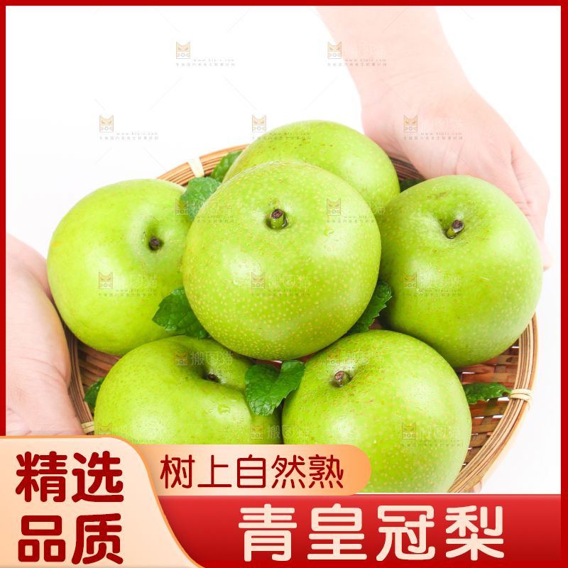 手端一盘青翠冠梨