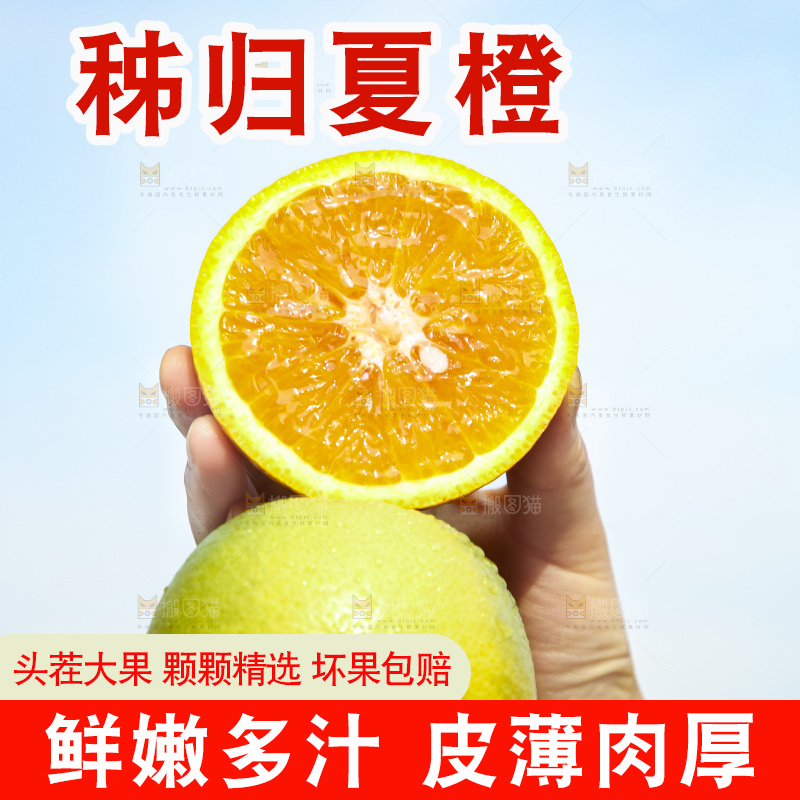 手拿切开的夏橙