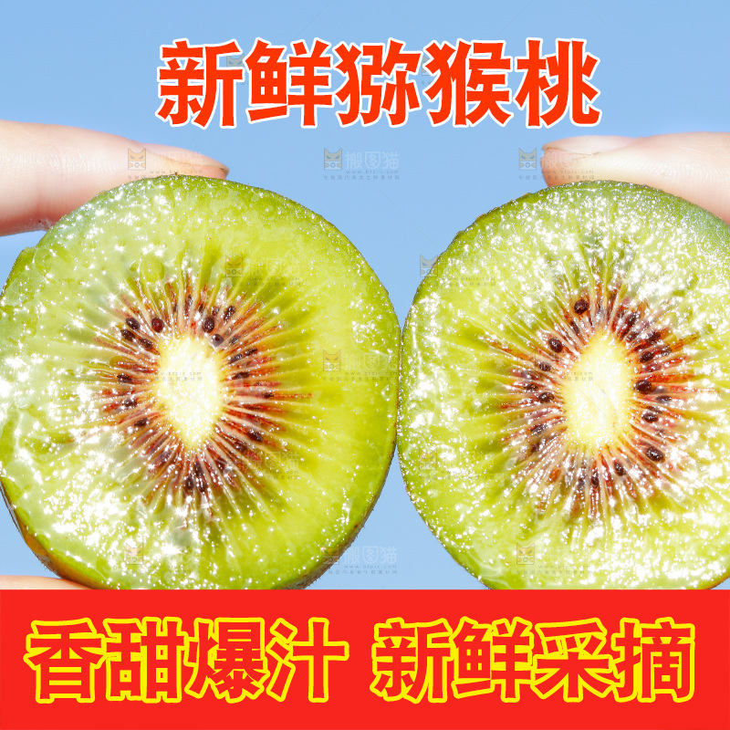 手拿切开的四川红心猕猴桃