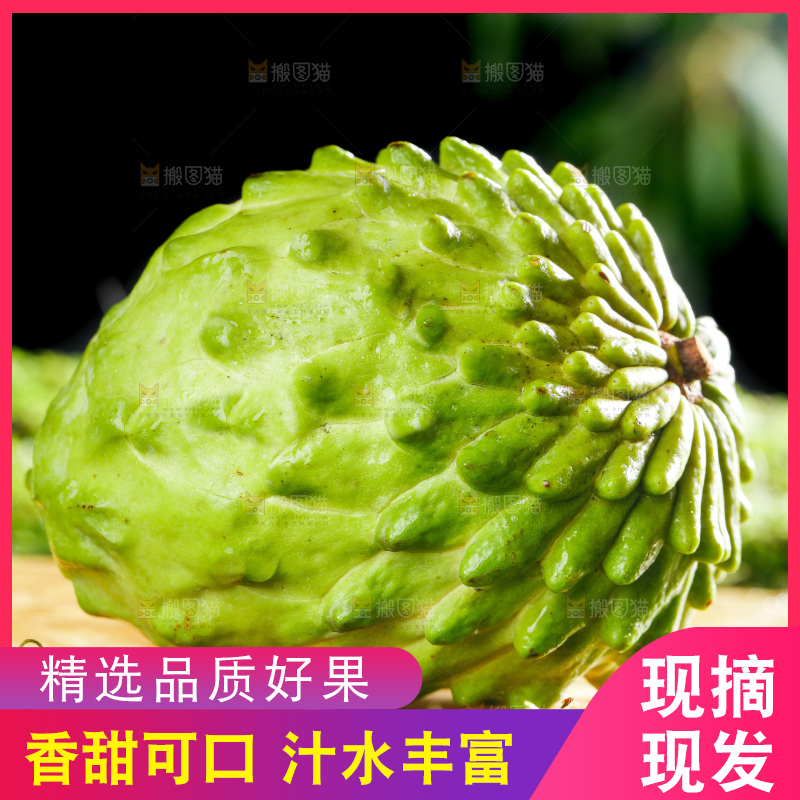 绿草地上摆放着释迦果
