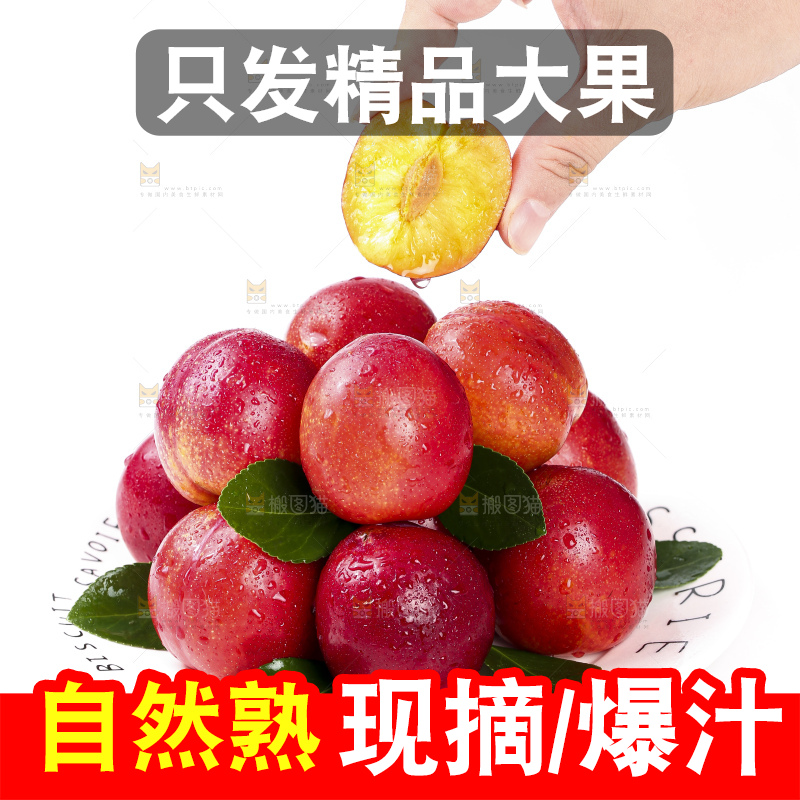 手拿掰开的珍珠李