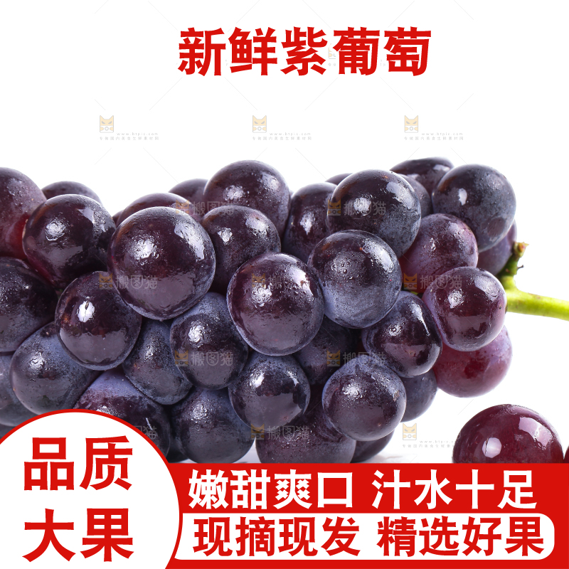 白底上的新鲜巨峰葡萄