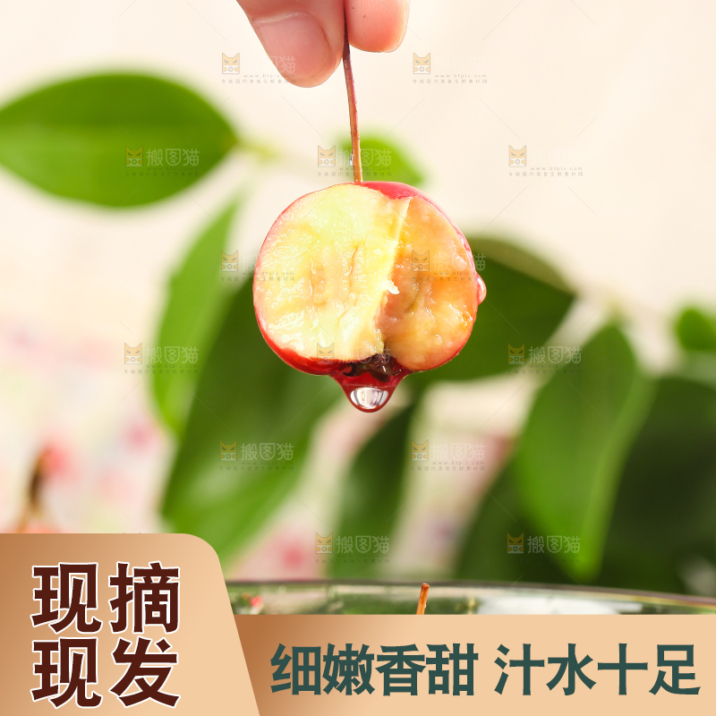 手拿新鲜的海棠果