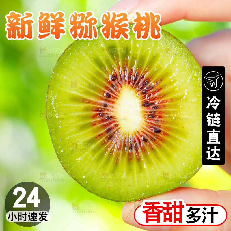 手拿切开的四川红心猕猴桃