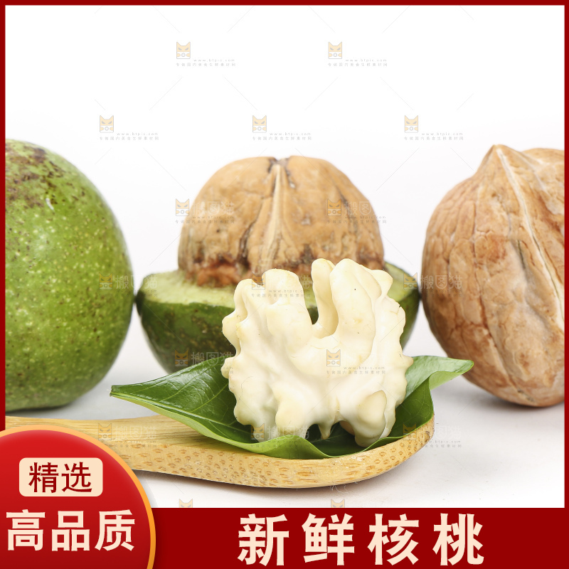 勺子里的新鲜核桃果仁
