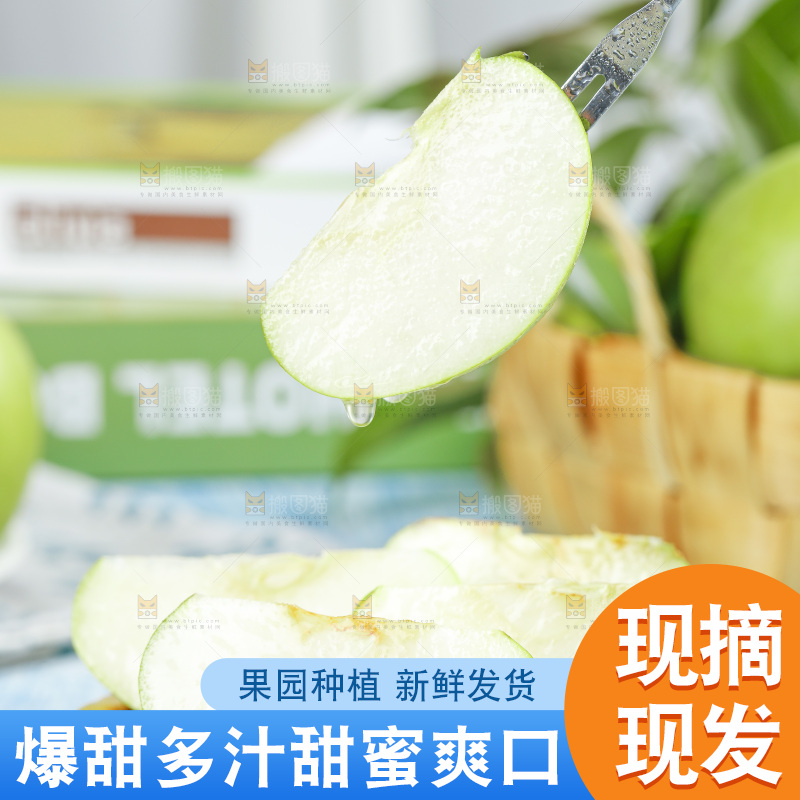 浅底上叉子叉着一块砀山苹果梨