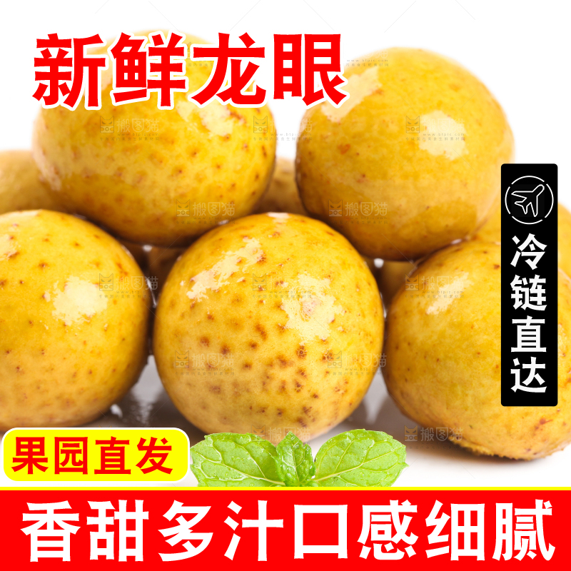 白底上的新鲜龙眼