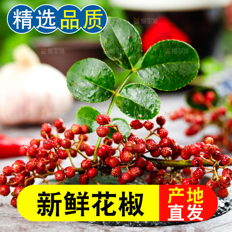 黑石板上的新鲜花椒