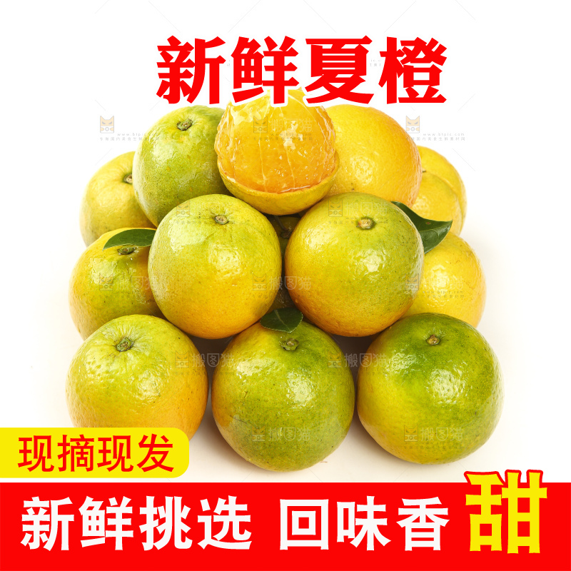 白底上放着一堆夏橙