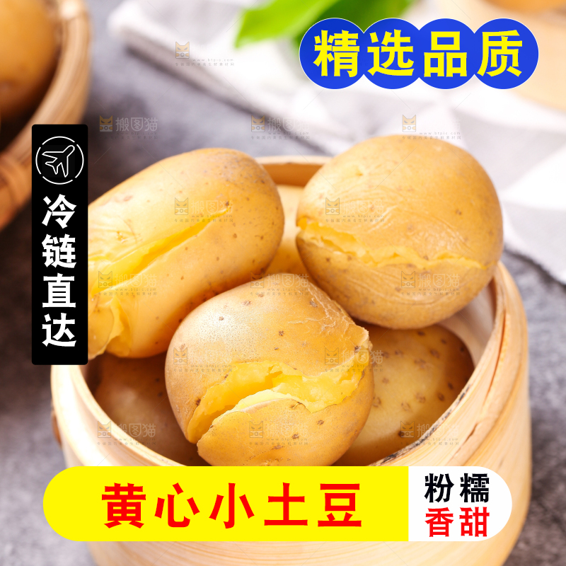 石板上放着一笼蒸熟的黄心小土豆