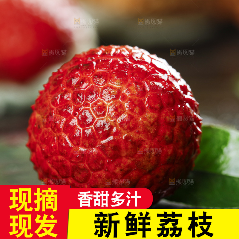 黑底上的荔枝