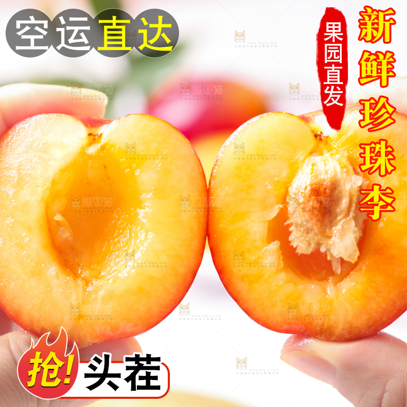 手拿掰开的珍珠李