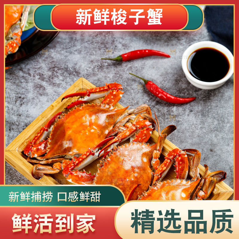 石板上放着一盘梭子蟹