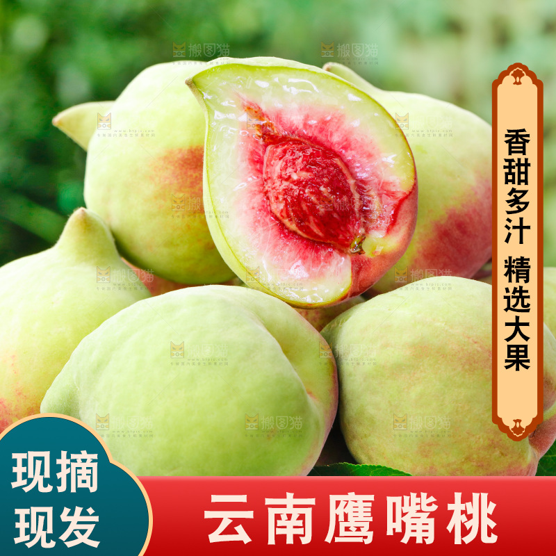 草地上的鹰嘴水蜜桃