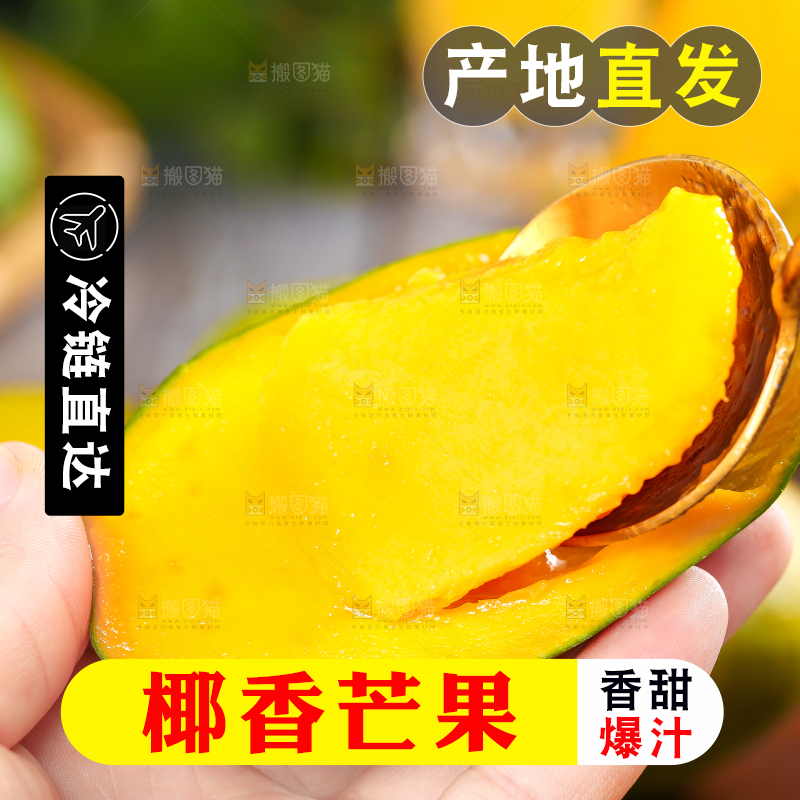 勺子里的椰香芒果肉